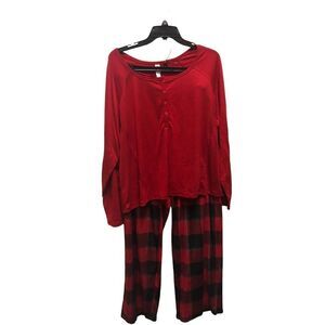 Stars Above Two Piece Red Plaid Cozy Pajama Set Size XXL NWT
